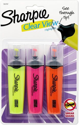SHARPIE Clear View Chisel Tip Highlighters, Yellow (1897843) in Saudi Arabia