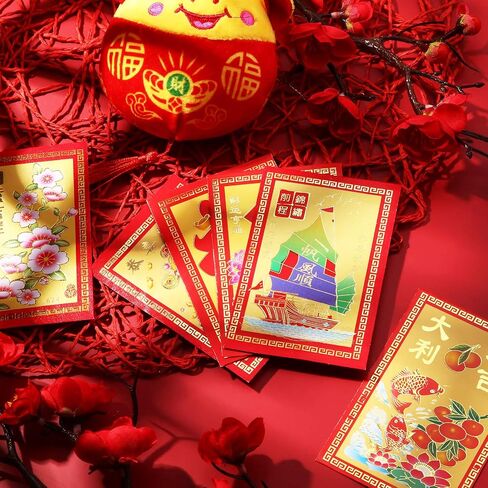 Bememo 120 Pieces 2025 Chinese Red Envelopes Snake Year Lucky Money Pockets Spring Festival Hong Bao 6 Designs Chinese Red Packets for New Year Birthday Wedding in Saudi Arabia