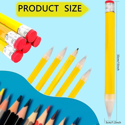 4 عبوات من أقلام الرصاص الخشبية الكبيرة بحجم 13 بوصة، أقلام رصاص خشبية كبيرة ومبتكرة عملاقة من الخشب الأصفر، دعائم أقلام رصاص ضخمة للأطفال وطلاب المدارس والمكتب والحفلات المنزلية in Kuwait