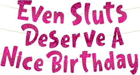 Funny Girls Pink Birthday Glitter Banner – Happy Birthday Party Supplies, Ideas, and Gifts – 21st, 22nd, 23rd,24th, 25th, and 30th Adult Birthday Decorations in Kuwait