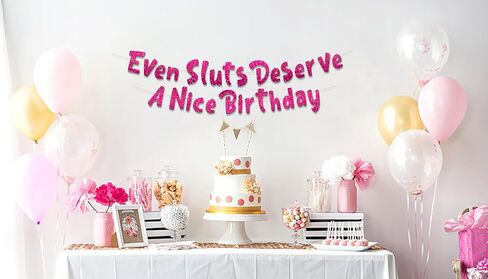 Funny Girls Pink Birthday Glitter Banner – Happy Birthday Party Supplies, Ideas, and Gifts – 21st, 22nd, 23rd,24th, 25th, and 30th Adult Birthday Decorations in Kuwait