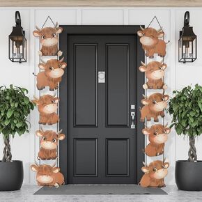 Ireer Highland Cow Print Party Banner Cow Print Party Supplies Brown Cow Birthday Party Banner Farm Animal Cow Party Banner for Baby Shower Western Cow Theme Party Indoor Home Outdoor Porch (Cute)