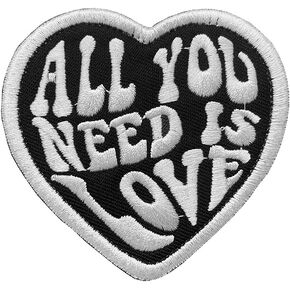 Antrix Black All You Need is Love Iron On Sew On Funny Patch for Kids,Teens, Adult Clothes Jacket Jeans T-Shirts Pants Shoes Dog Harness- Dia.3.15 inch