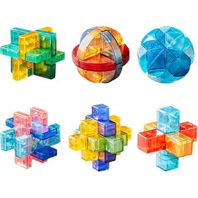 12pcs Brain Teaser Puzzles, IQ Challenge Puzzle Games, Logic Smart Mind Puzzle Box Lock Toy Removing Assembling 3D Puzzle Gift Set for Adults Teenagers Kids, 2.7inch 7cm