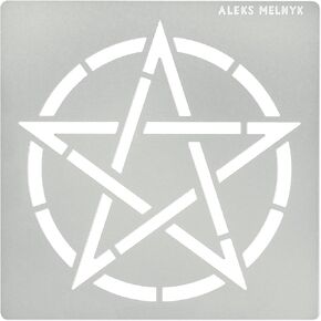 Aleks Melnyk No.408 Metal Stencil, Pentacle, Pentagram, Wicca, Witchcraft, Magic, Fivepointed Star, Small Stencil, 1 PCS, Template for Wood Burning, Engraving, Crafting, Scrapbook, Ornate