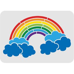 FINGERINSPIRE Rainbow Stencil Template 12"x8"/30x21cm Rectangle Rainbow Cloud Painting Stencil Reusable DIY Art Stencil for Walls and Crafts (Plastic)