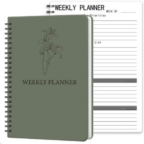 Undated Weekly Planner, Weekly To Do List Notebook with Goal & Priorities Organizer, A5 Weekly Planner Notebook for Women & Man, Office, School and Home Personal Organizer (Sage Green)
