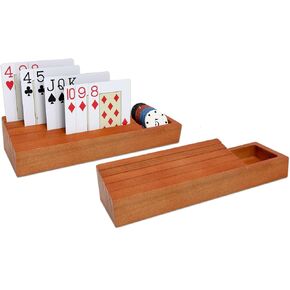 Card Holders for Playing Cards Set of 2, Playing Card Holder, Wood Playing Card Holders for Adults, Seniors, Kids, Canasta Card Holder
