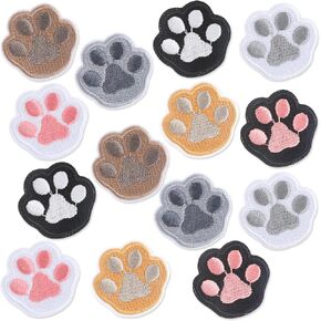 14 Pcs Paw Print Patches Iron on Paw Print Embroidery Patches Self Adhesive Pet Cat Dog Footprint Appliques Cute Iron On Patches Pet Paw DIY Craft Patches Animal Iron On Patches for Hats Bags Jackets
