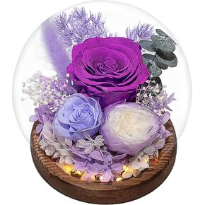 Preserved Roses Fresh flowers Real Flowers with LED Lights, Unique Flowers Gifts for Mom, Valentines Day Rose Flowers Birthday Gifts for Women Her Wife Girlfriend Grandma Gift Flowers Fresh bouquet
