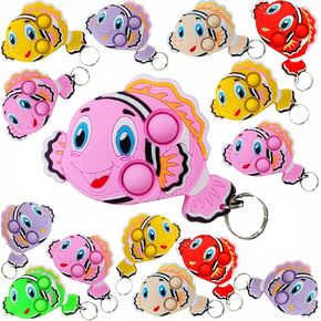 24 Packs Bulk Mini Fish fidgets Toys for Kids Children Classroom Students Gifts Prize from Teacher,Clownfish Nemo Animal Birthday Party Favors