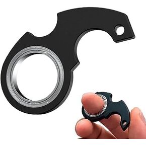 1Pc Black Keychain Spinner Fidget Ring Decor,Keychain Spinner Fidget Ring Metal Key Chain Spinner Fidget Ring Type Decor for Man Women,Fidget Spinners Preschool Decor,Novelty and Gag Toys