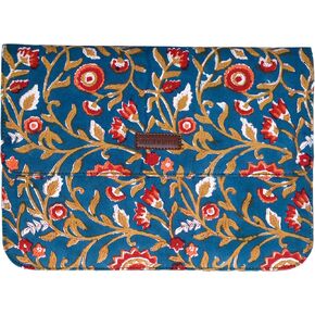 Cotton Hand Block Print Laptop Sleeve Case Bag Compatible with MacBook Air/Pro, 13-13.3 inch Water-Resistant Notebook, Travel Carrying Case Bag Protective Portable Computer Bag, Green 2