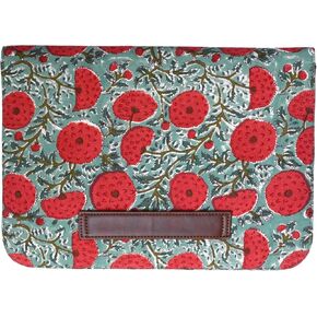 Cotton Hand Block Print Laptop Sleeve Case Bag Compatible with MacBook Air/Pro, 13-13.3 inch Water-Resistant Notebook, Travel Carrying Case Bag Protective Portable Computer Bag, Green 2