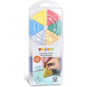 PRIMO Wax Triangle Crayon Set, 12-Color Set, Vibrant Color Tones, Helps With Child's Grip