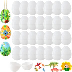50Pack White Plastic Easter Eggs,2.4 Inch Blank Fillable Eggs for Filling Specific Treats,Easter Theme Party Supplies,Goodie Basket Stuffers
