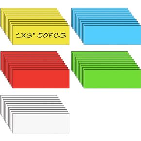 MaxGear 50 Pcs Dry Erase Magnetic Labels, 3" x 1" Write on Magnets Stickers, Reusable/Erasable Magnet Name Tags for Whiteboard, Fridge, Cabinet, Classroom & Office Locker Shelf, Multicolor