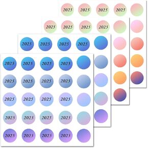 ملصقات عام 2025، ملصقات منقطة دائرية مقاس 0.75 بوصة، ملصقات حفظ مرمزة بالألوان لحفظ الكتب، ملصقات تنظيم مجلد الملفات، 450 in Kuwait