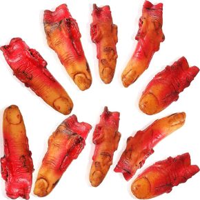 10 Pieces Bloody Fake Fingers, Halloween Horror Simulated Bloody Finger, Halloween Finger Realistic Severed Fingers Fake Finger Props for Cosplay Party Halloween Party Supplies