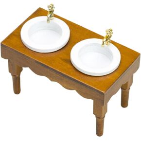 Yardwe Dollhouse Miniature Furniture 1:12 Scale Wash Basin Doll House Bathroom Sink Cabinet with Wood Hand Washing Sink for Dollhouse Kitchen Furniture Accessories