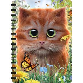 Jotter - Ginger Kitten from Deluxebase. Lenticular 3D Cat 6x4 Spiral Notebook with plain recycled paper pages. Artwork licensed from renowned artist David Penfound