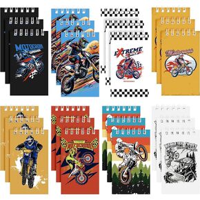 24 Packs Motocross Mini Spiral Notebooks Dirt Bike Motorcycle Pocket Notepads Journal Memo Pads for Birthday Party Favors Gifts Goodie Bag Stocking Stuffers Office School Classroom Rewards