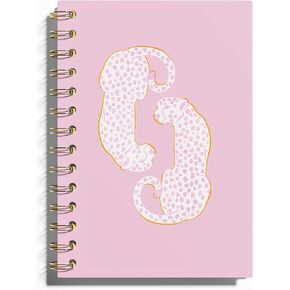 Pink Leopard Notebook - Pink Preppy Journal, Trendy Girly Spiral Notebook, Pink Leopard Notebooks for School, Pink Leopard Decor, Pink Preppy Gifts, Coworker Gifts, 5.5x8.3 Inches