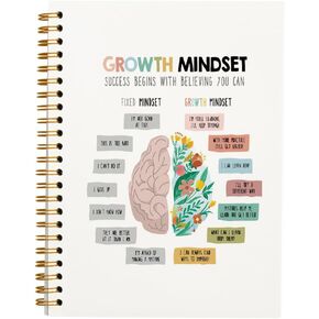 Tizzer Mental Health Growth Mindset Floral Brain Lined Hardcover College Ruled Spiral Notebook Journal for Work Notes Journaling 5.5×8.3 Inch,Mental Health Awareness Gifts
