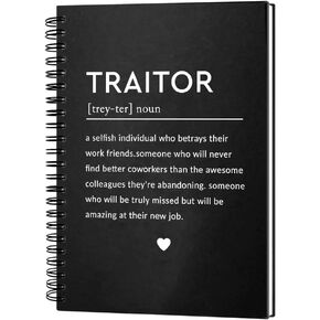 Traitor Definition 160 Blank Pages Hardcover Spiral Notebook, Going Away Gift for Colleague Coworker Employee, Funny Coworker Leaving Gift, Coworker Goodbye Gift, Farewell Gift