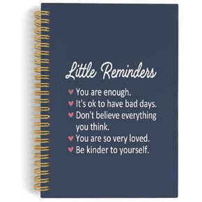 Inspirational Spiral Notebook, Motivational Journal Gifts Navy Blue 5.5"x8.3" 164pages Lined Journal Notebooks College Ruled, Little Reminders Hardcover Notebook for Office School Supplies