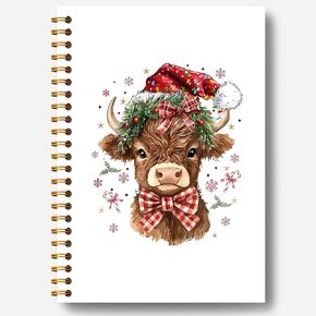 دفتر بقرة عيد الميلاد، مجلة عيد الميلاد بقرة المرتفعات، هدايا مكتب عيد الميلاد، هدايا بقرة المرتفعات، دفتر تكوين عيد الميلاد، دفتر عيد الميلاد الحلزوني 5.5 × 8.3 بوصة in Kuwait