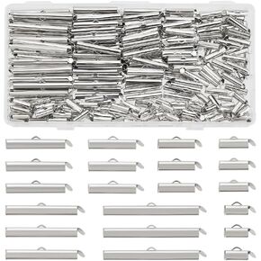 PH PandaHall 280PCS Slide on End Clasp Tubes, 7 Size Slider End Caps Slide Tube End Bar Beading Tubes Bar Buckle Clasps for Multi-Strand Necklace Bracelet Jewelry Making (10/13/16/20/25/30/40mm)