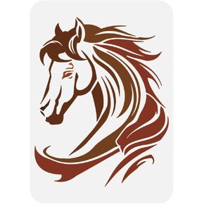 FINGERINSPIRE Horse Head Painting Stencil 8.3x11.7inch Reusable Line Horse Drawing Template Rectangle Head of Horse Stencil for Painting Large Animal Theme Template for Home Wall Furniture Decor