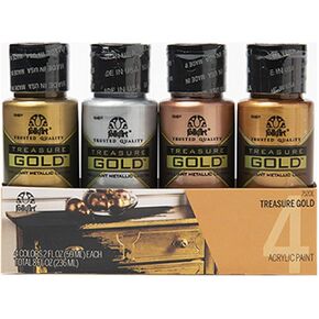 Plaid 4 Bottle Treasure Gold Acrylic Craft Paint Set, 2 oz