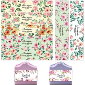 PH PandaHall 90pcs Flower Soap Wrappers, Watercolor Styles Plant Soap Labels Floral Soap Packaging Paper Crafts Wrapper for Handmade Soap Lotion Bars Bath Gift Wrapping, 9 Styles, 8.3x1.97inch