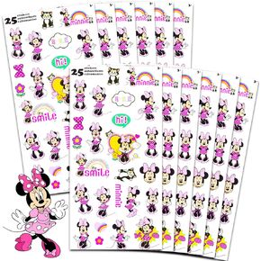 Minnie Mouse Party Favors for Boys & Girls Bundle ~ 12 Pack Minnie Sticker Sheets for Kids Birthday Party Goodie Bags | Minnie Party Supplies