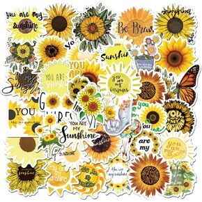 100Pcs Sunflower Stickers Decals, You are My Sunshine Stickers for Kids Teens, Waterproof Vinyl Stickers for Laptop Water Bottle Guitar Scrapbook