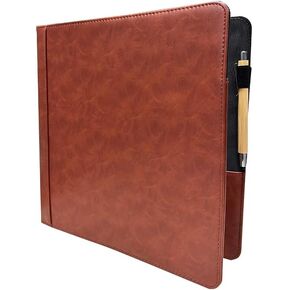 3 Ring Leather Binder, Professional Binder Organizer, Planner Binder, 1 Inch 3 Ring Binder, Letter Size 8.5 x 11, Faux Brown Leather