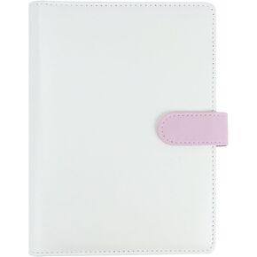 A5 PU Leather Binder 6-Ring Notebook Binder Cover for A5 Filler Paper, Refillable A5 Personal Planner Budget Binder with Magnetic Buckle Closure (Pink)