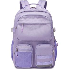 Big Student Backpack for Teen Girls Boys, Water Resistant Multi Pockets Daypack with 15.6 Inch Laptop pocket for Travel School College (Brown)