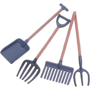 LOGOFUN 4pcs Miniature Dollhouse Garden Tools 1:12 Scale Mini Shovels Rake Pitchfork Model Tiny Farmhouse Tools for Mini House Fairy Garden Decoration Accessories