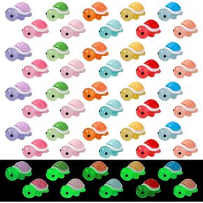 50pcs Luminous Mini Turtles, 10 Colors Miniature Resin Small Sea Turtle Glow in The Dark Tiny Turtle for Garden Micro Landscape Ocean Animal Theme Party Decoration Favor