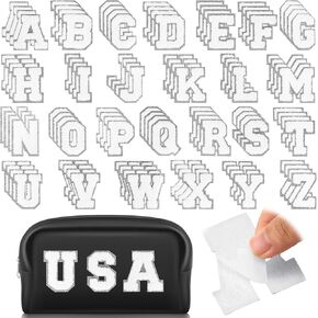 104 Pcs Chenille Letter Patches Self Adhesive Letters White Letter Patches Self Adhesive Chenille Patches Chenille Embroidered Patch Self Adhesive Patches for Jeans Embroidered Applique