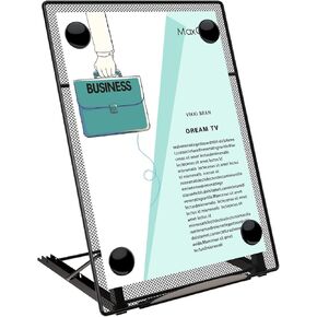 MaxGear Desktop Document Holder for Typing, Paper Holder Stand for Desk with 4 Magnetic Buckles, Metal Mesh Letter Copy Holder for Monitor Computer Reading with 6 Adjustable Positions, Black