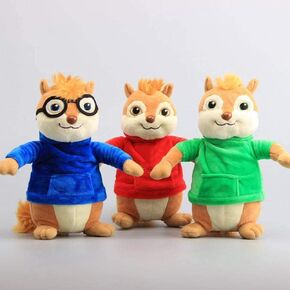 Movie Toys Alvin and The Chipmunks Plush Dolls Cute Chipmunks Stuffed Toys Kids Gift 9" 22 cm 3 Pieces