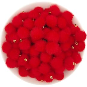 50pcs 17Colors Mixed Imitation Rabbit Fur Ball Pendant 0.6inch Pom Pom Fluffy Ball Charms for Earrings DIY Jewelry Accessories Keychain Bags Phone Chains