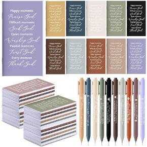 Fumete 60 Pcs Christmas Christian Gifts Bulk 4.3 x 8.3 Inch Christian Prayer Journals Bible Verse Pens Religious Inspirational Notebooks Scripture Ballpoint Pens Christian Christmas Church Gifts