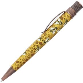 Retro 1951 Tornado™ Rescue - "Buzz" Honeybee Ballpoint Pen - Acid-etched Honeycomb Design Bee Pen - Proceeds Benefit NW Honey Bee Habitat Restoration