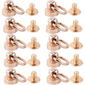 Garosa 10Pcs Brass Rivet Studs Screw Back Round Head Ring Leather Craft Nipple Shape Accessories Decorations DIY for Belt Wallet Handbag,Rivet Tool