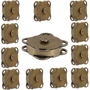 Seimneire 12 Pcs Silver Magnetic Snap Buttons, Plum Buttons Metal Purse Clasp Magnet Closure, Craft Clasp Small Decorative Buttons for DIY Clothes Handbag (14mm)